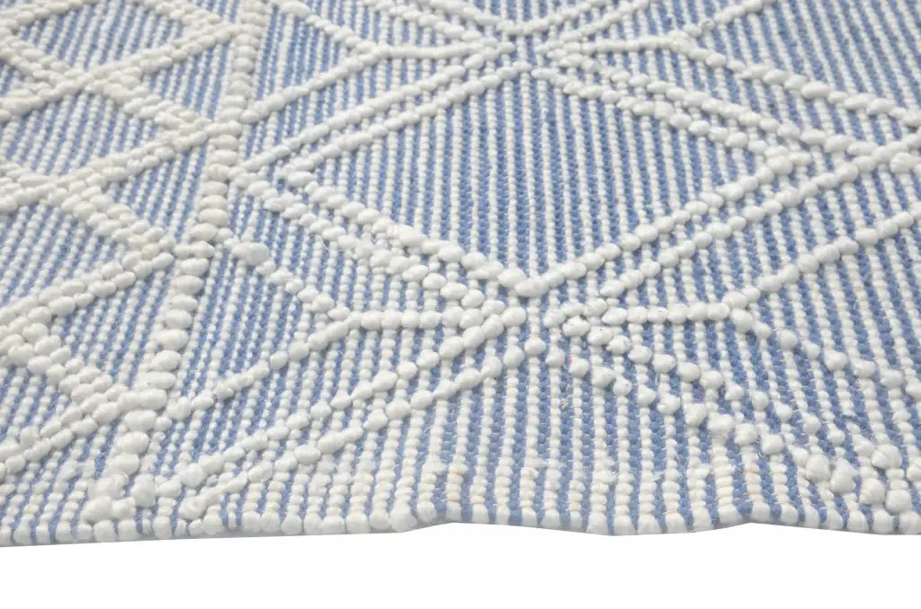 5' X 7' Blue and Ivory Geometric Handmade Area Rug - Image 4