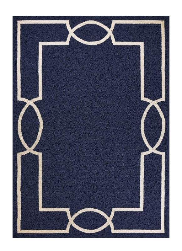 5' X 7' Blue and Ivory Handmade Indoor Outdoor Area Rug - Image 2
