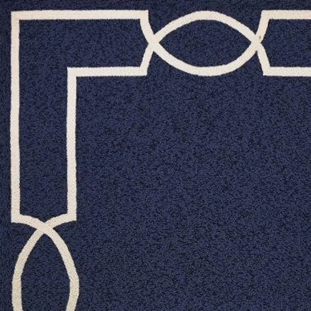 5' X 7' Blue and Ivory Handmade Indoor Outdoor Area Rug - Image 4