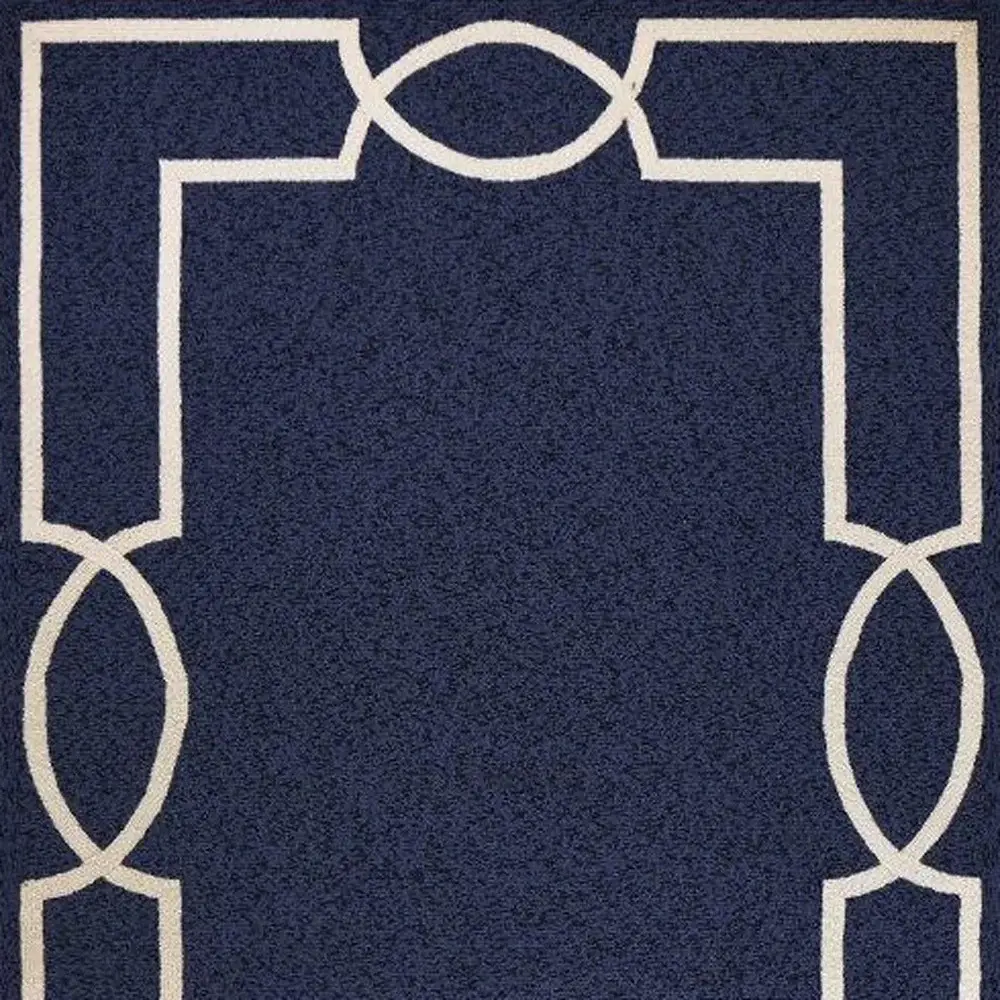 5' X 7' Blue and Ivory Handmade Indoor Outdoor Area Rug - Image 5