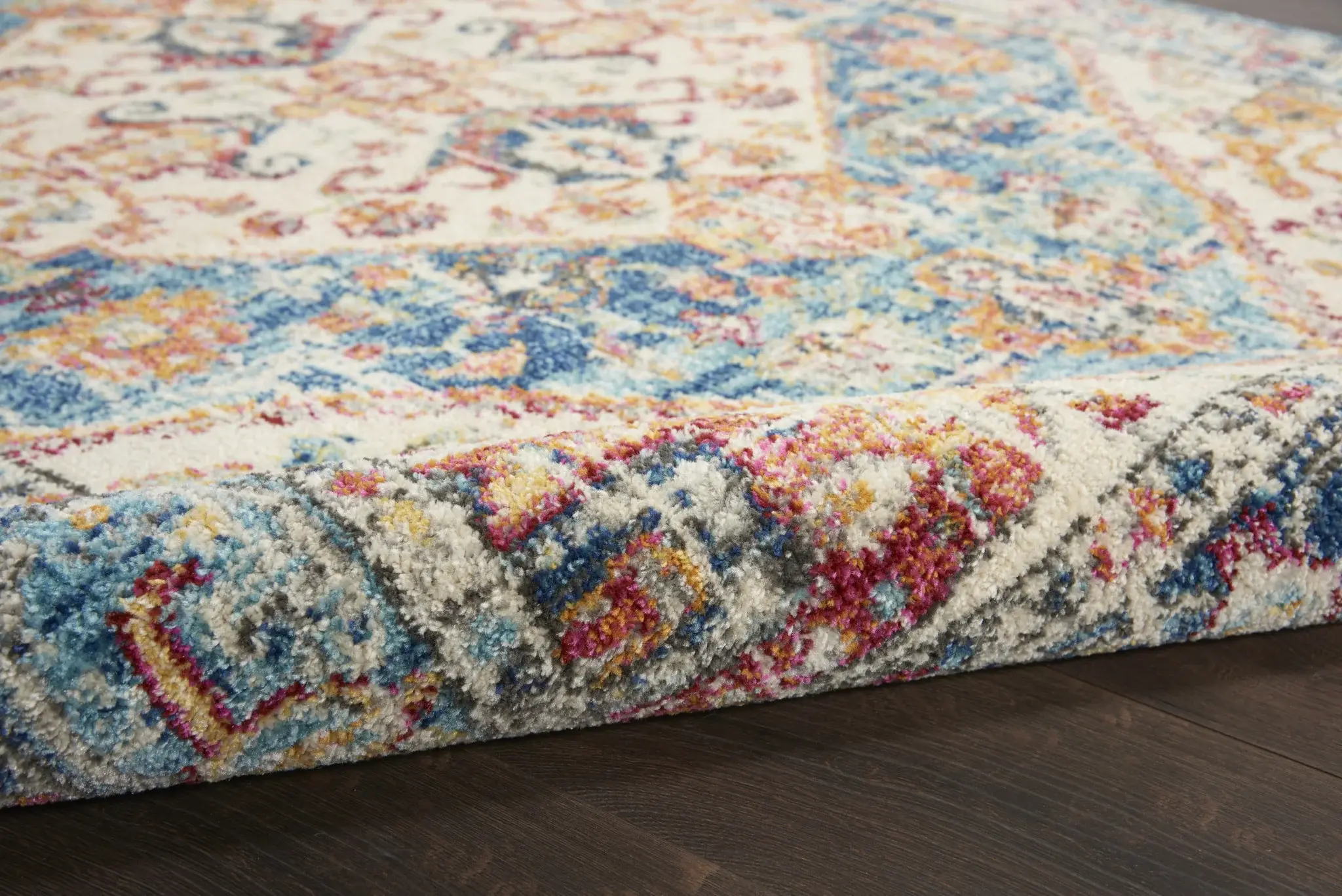 5' X 7' Blue And Ivory Power Loom Area Rug - Image 5