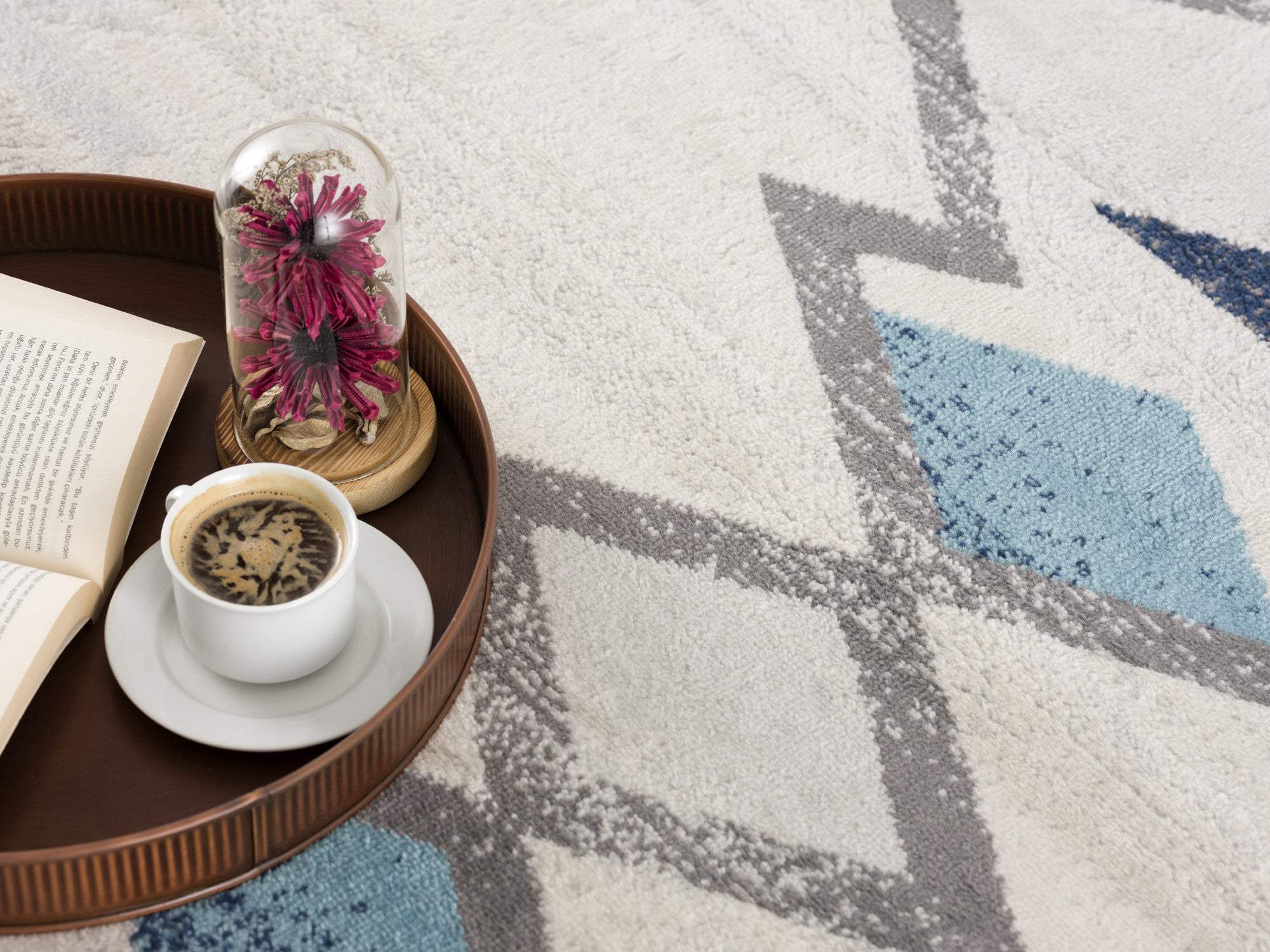 5' X 7' Blue and Ivory Southwestern Area Rug - Image 5