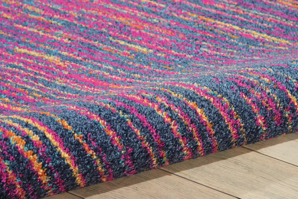 5' X 7' Blue And Pink Abstract Power Loom Area Rug - Image 5