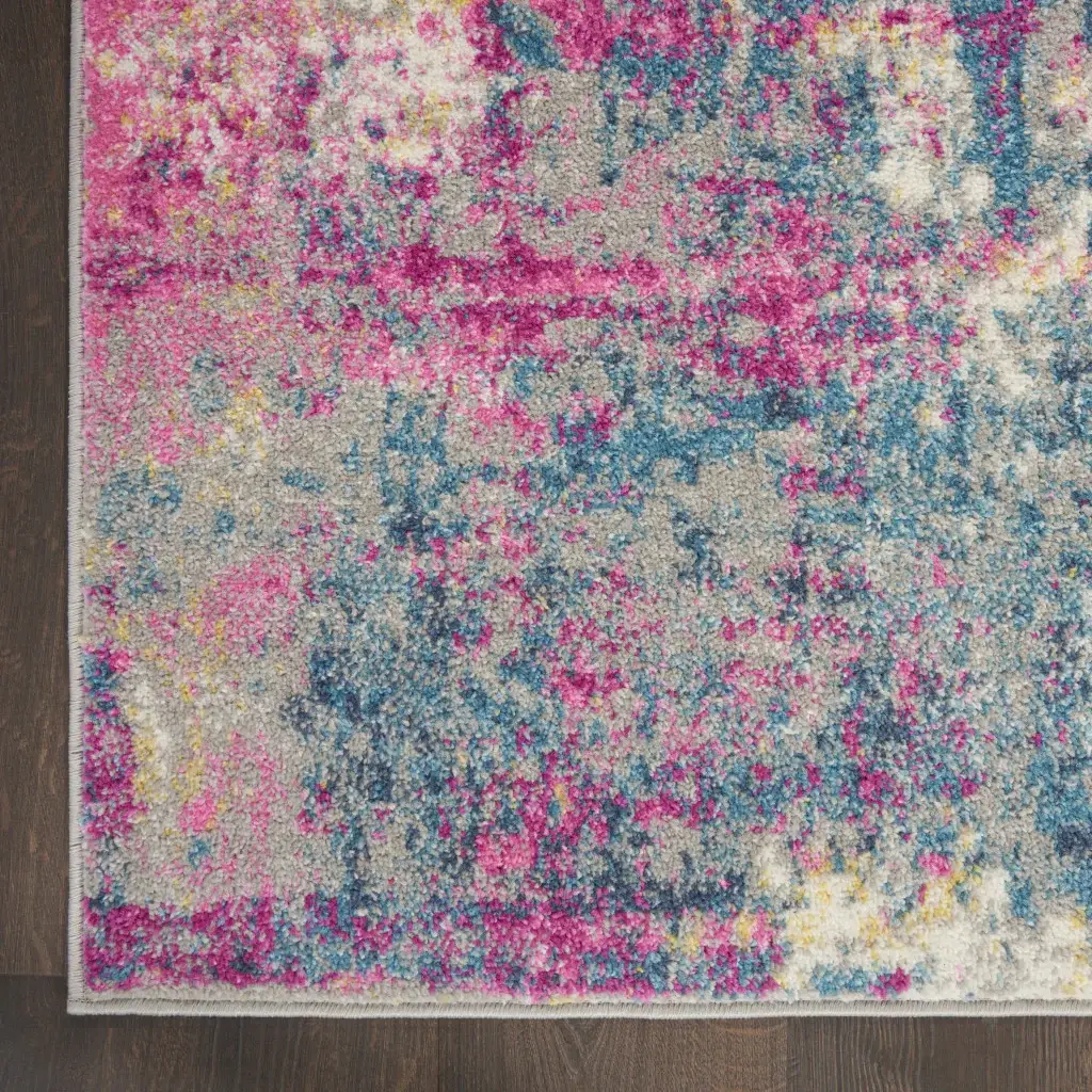 5' X 7' Blue And Pink Abstract Power Loom Area Rug - Image 2