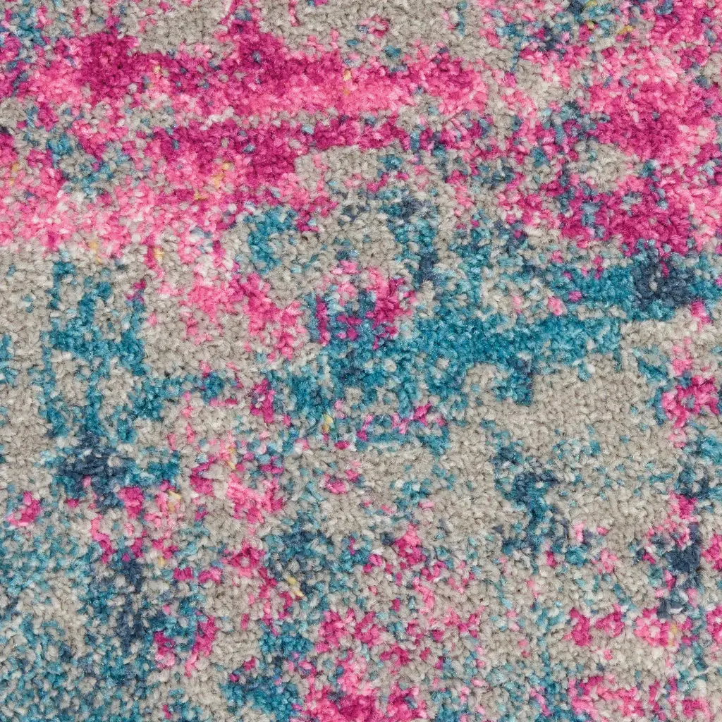 5' X 7' Blue And Pink Abstract Power Loom Area Rug - Image 3