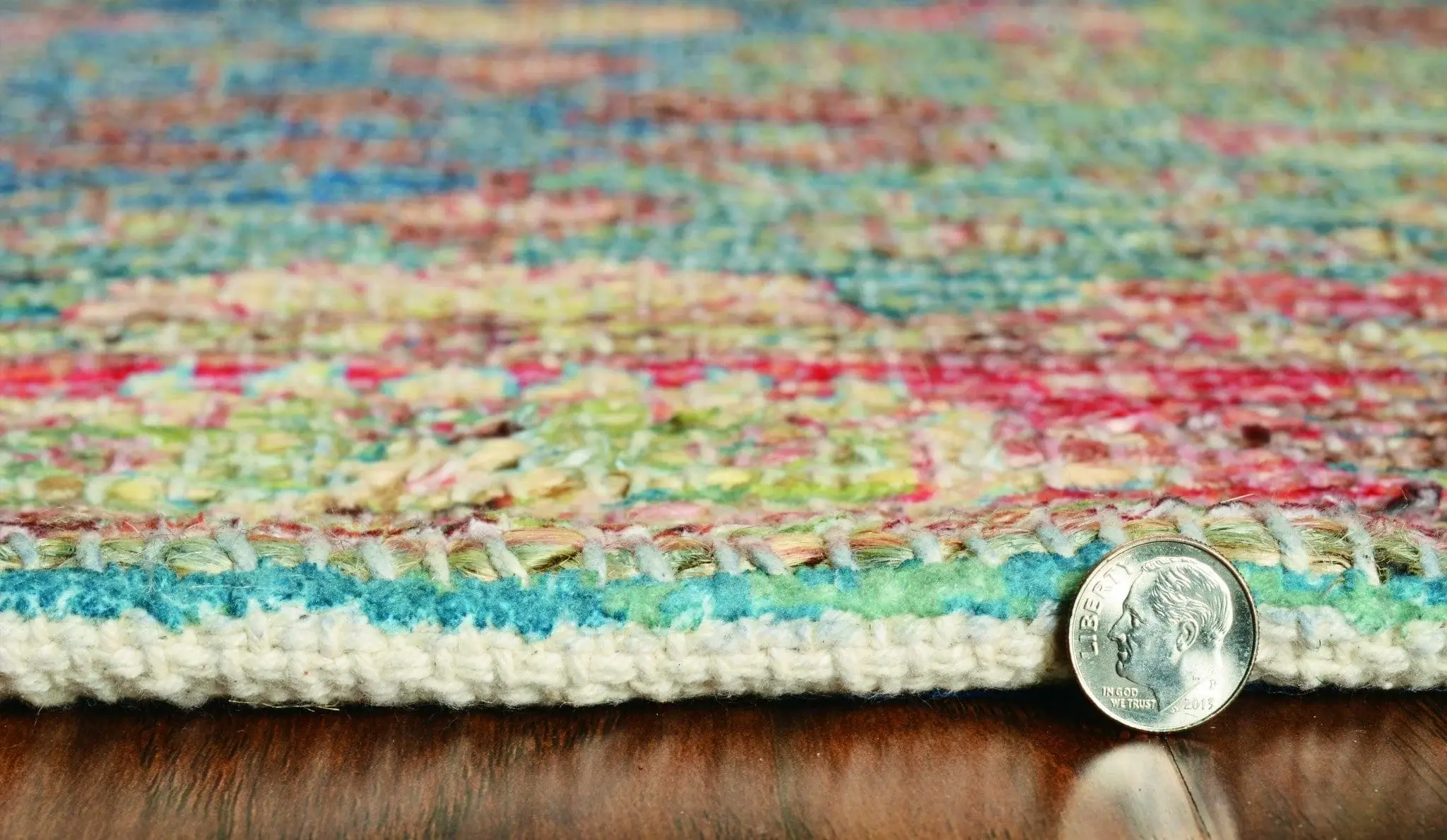 5' X 7' Blue and Red Floral Medallion Hand Woven Area Rug - Image 8