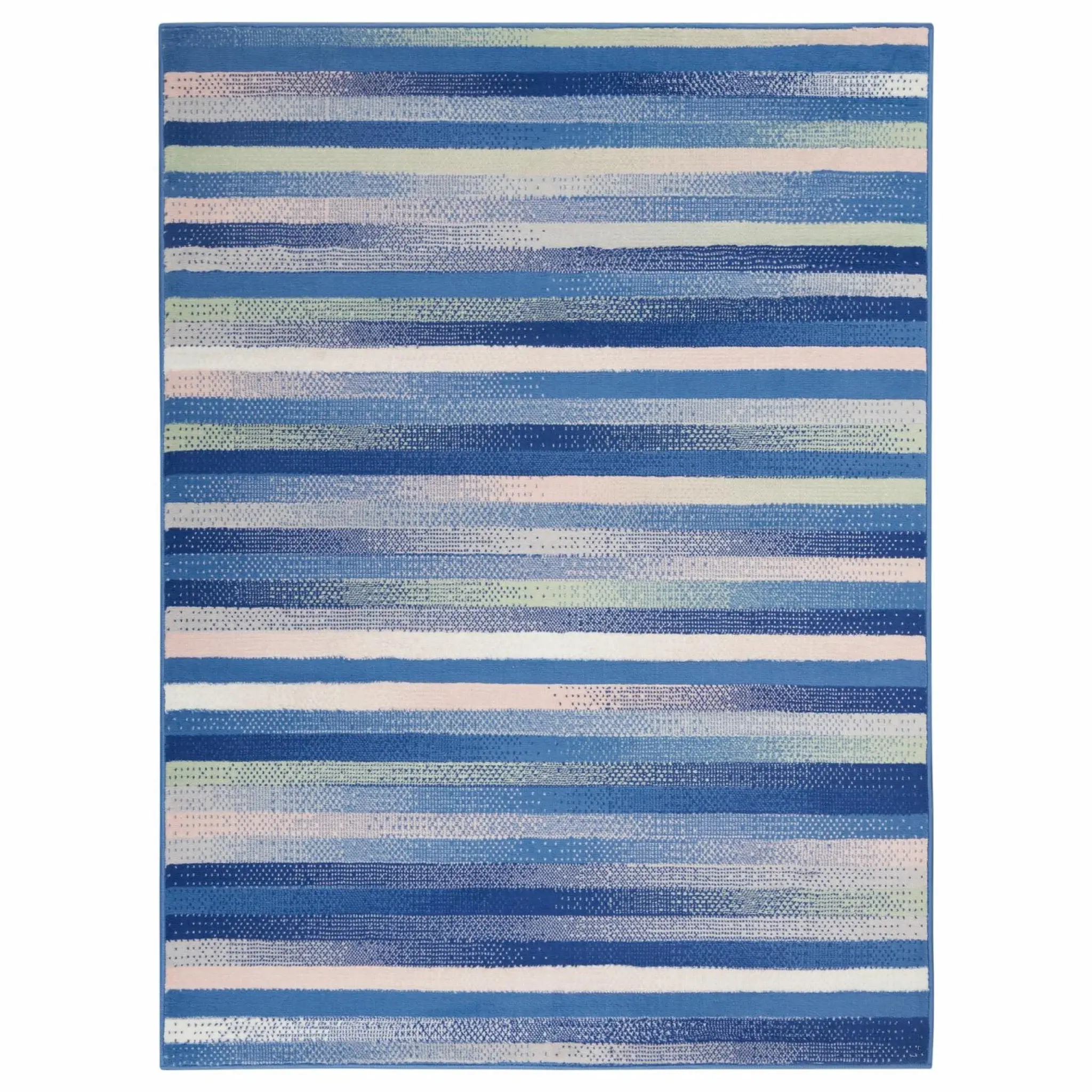 5' X 7' Blue And White Striped Dhurrie Area Rug - Image 2
