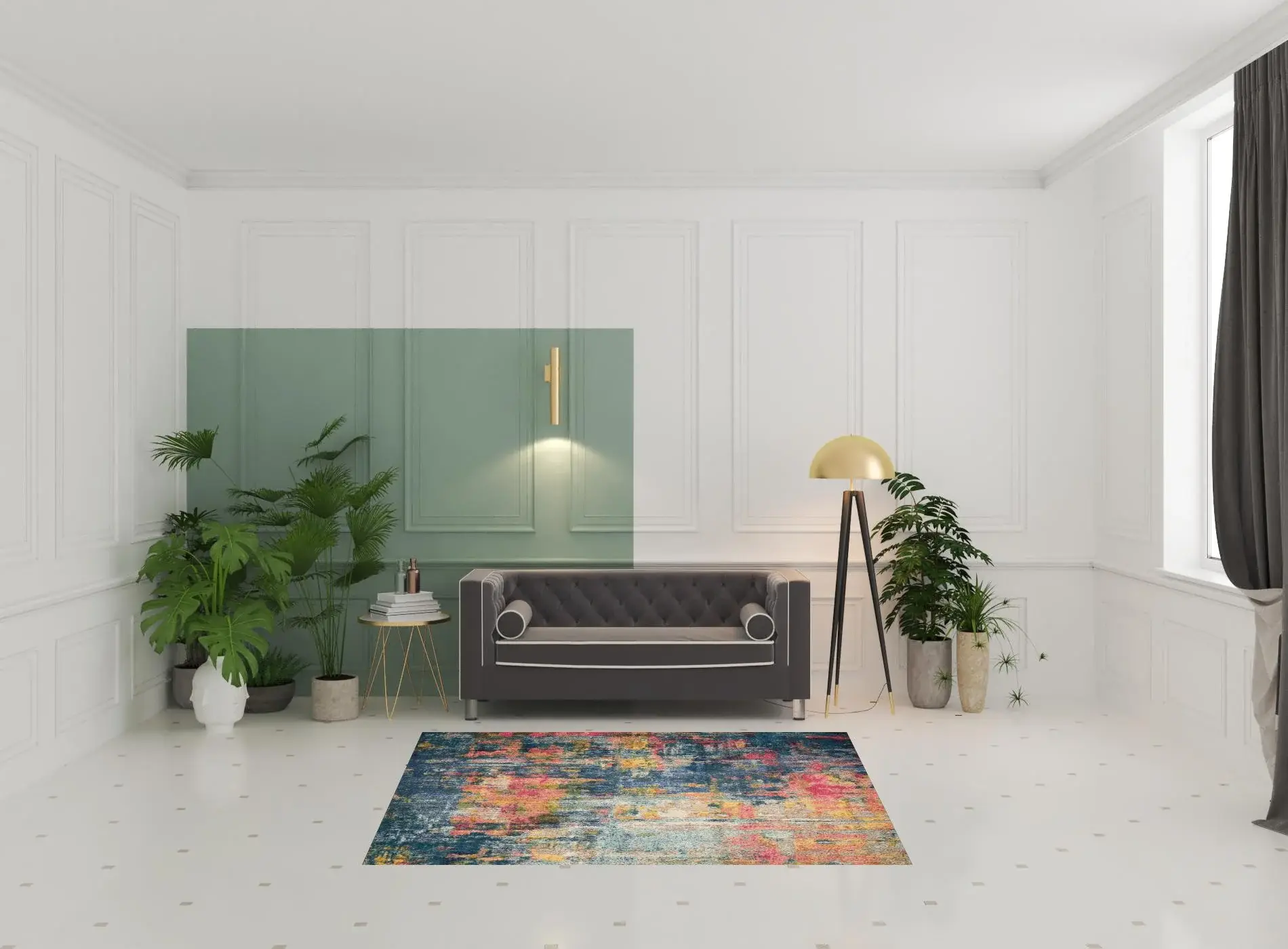 5' X 7' Blue And Yellow Abstract Power Loom Non Skid Area Rug - Image 2