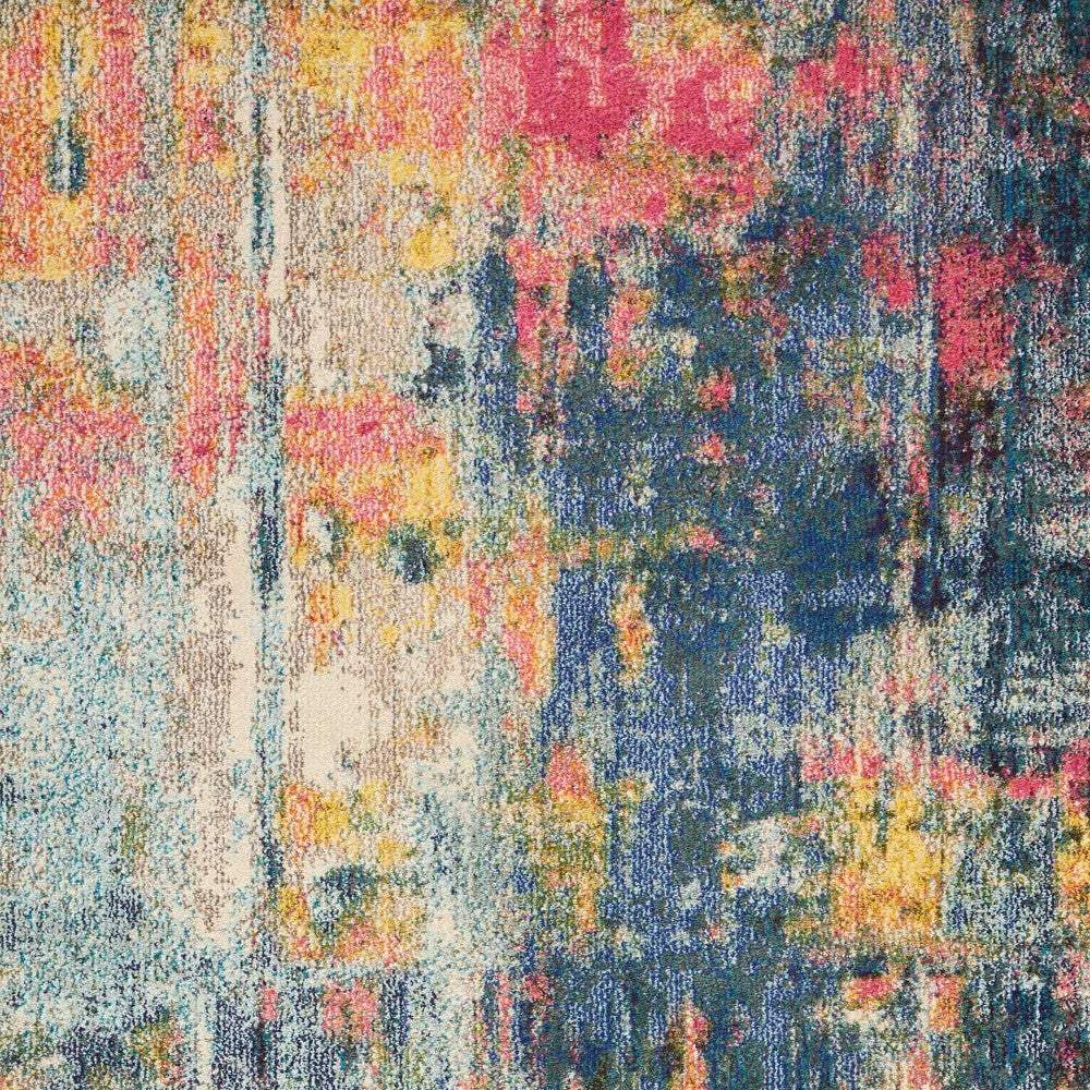 5' X 7' Blue And Yellow Abstract Power Loom Non Skid Area Rug - Image 3