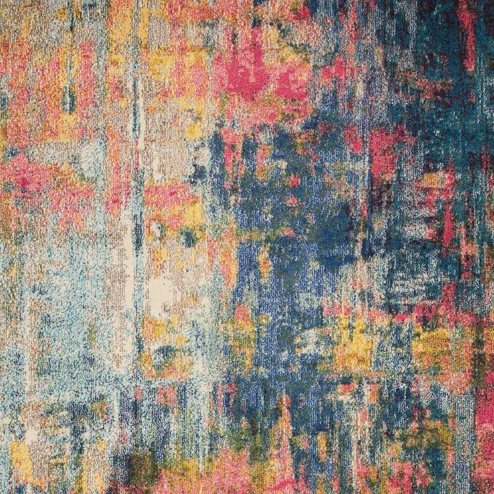 5' X 7' Blue And Yellow Abstract Power Loom Non Skid Area Rug - Image 4