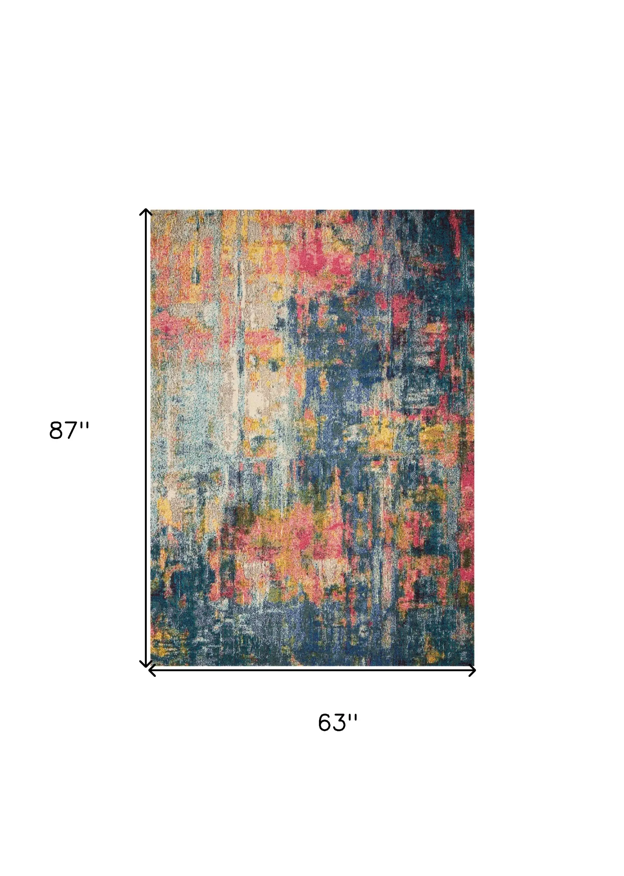 5' X 7' Blue And Yellow Abstract Power Loom Non Skid Area Rug - Image 5