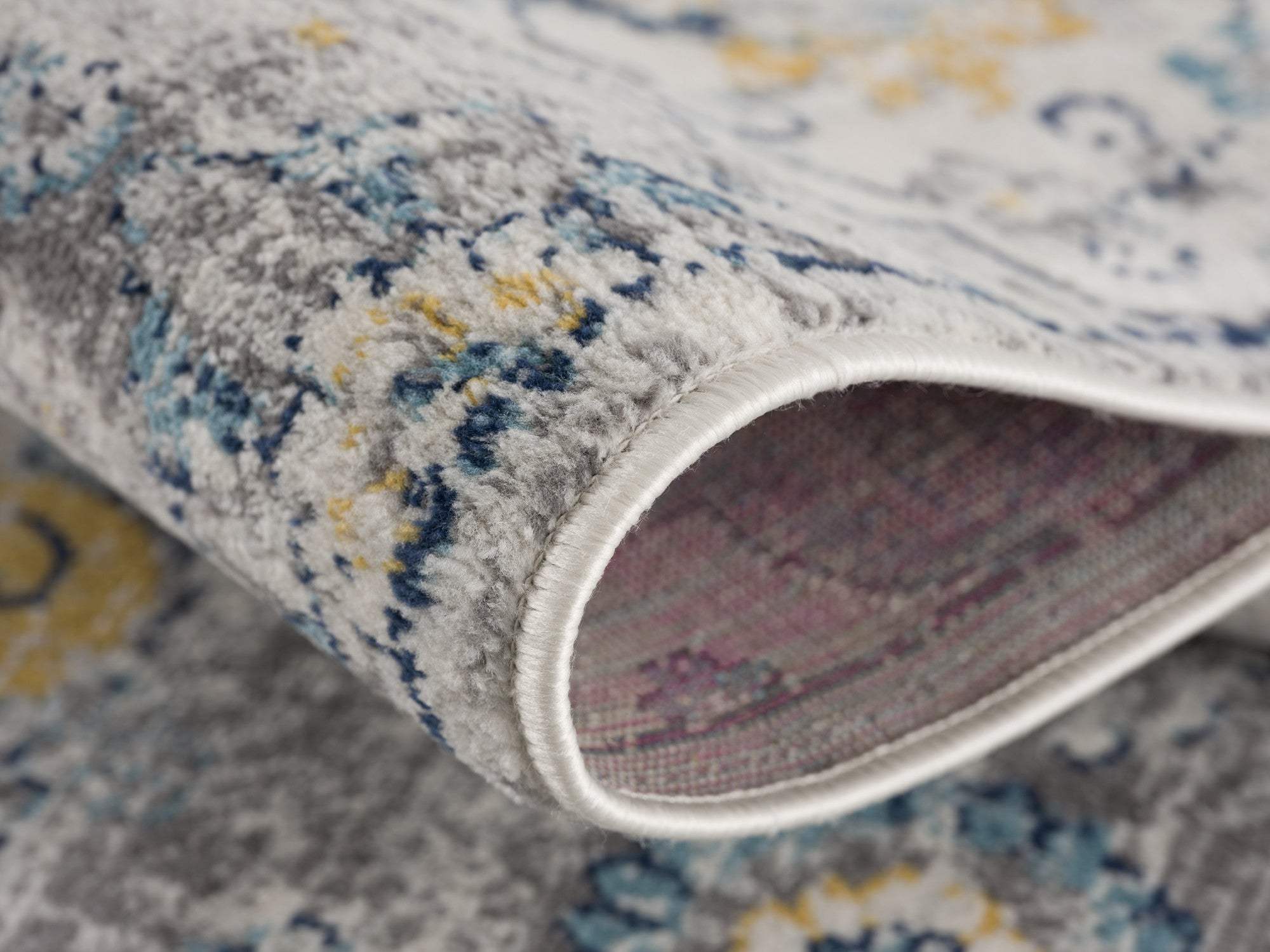 5' X 7' Blue and Yellow Floral Area Rug - Image 6