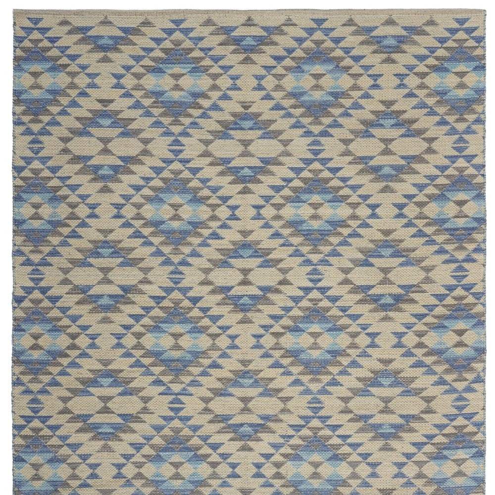 5' X 7' Blue Decorative Lattice Area Rug - Image 2