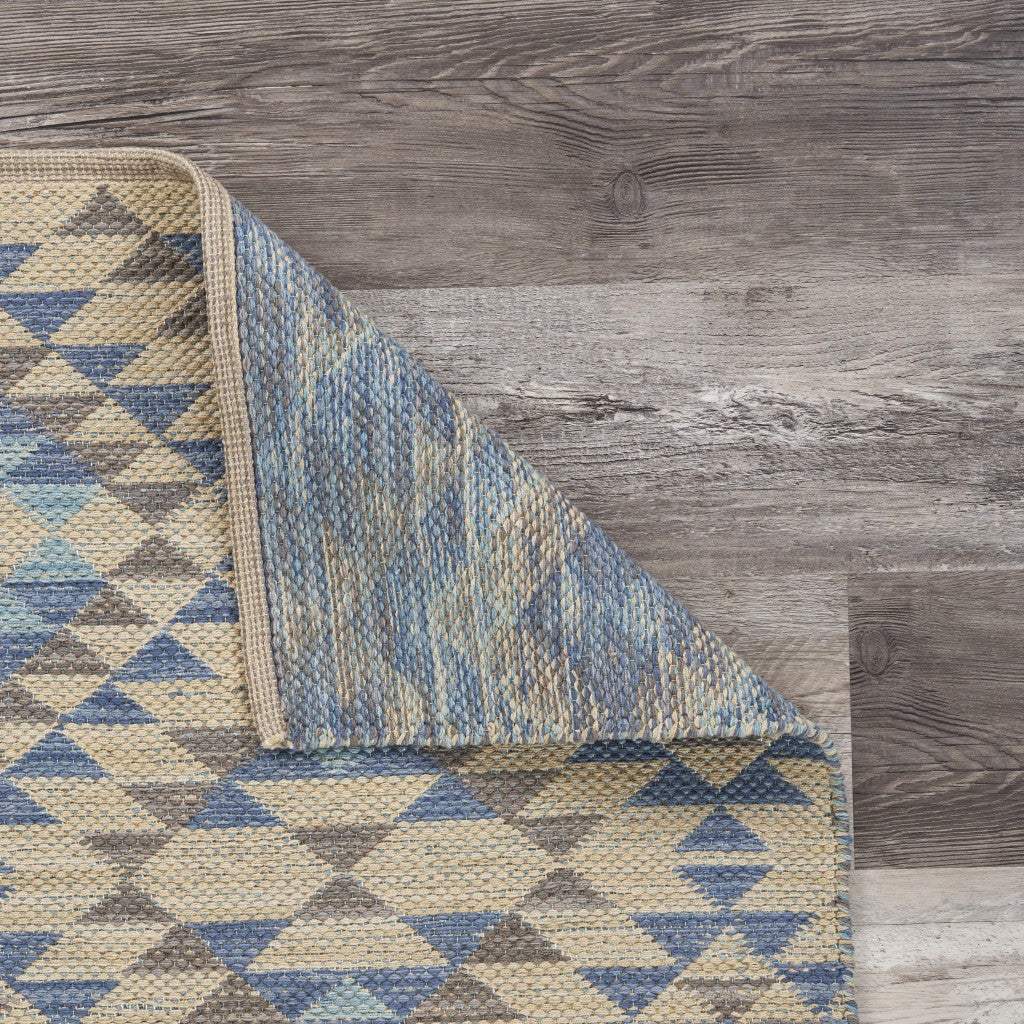 5' X 7' Blue Decorative Lattice Area Rug - Image 3