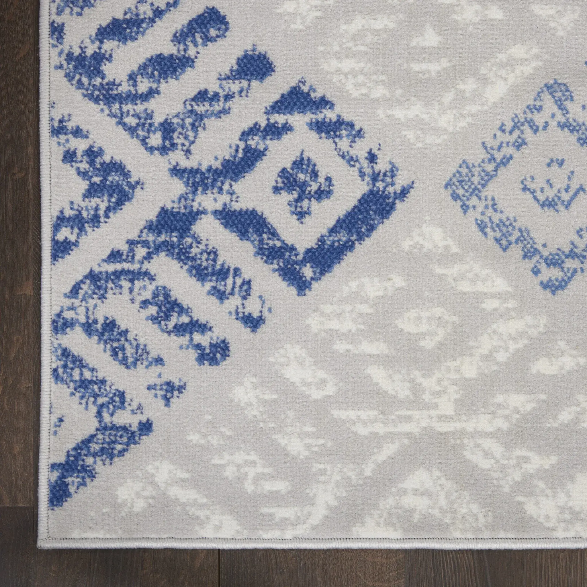 5' X 7' Blue Gray Geometric Dhurrie Area Rug - Image 3