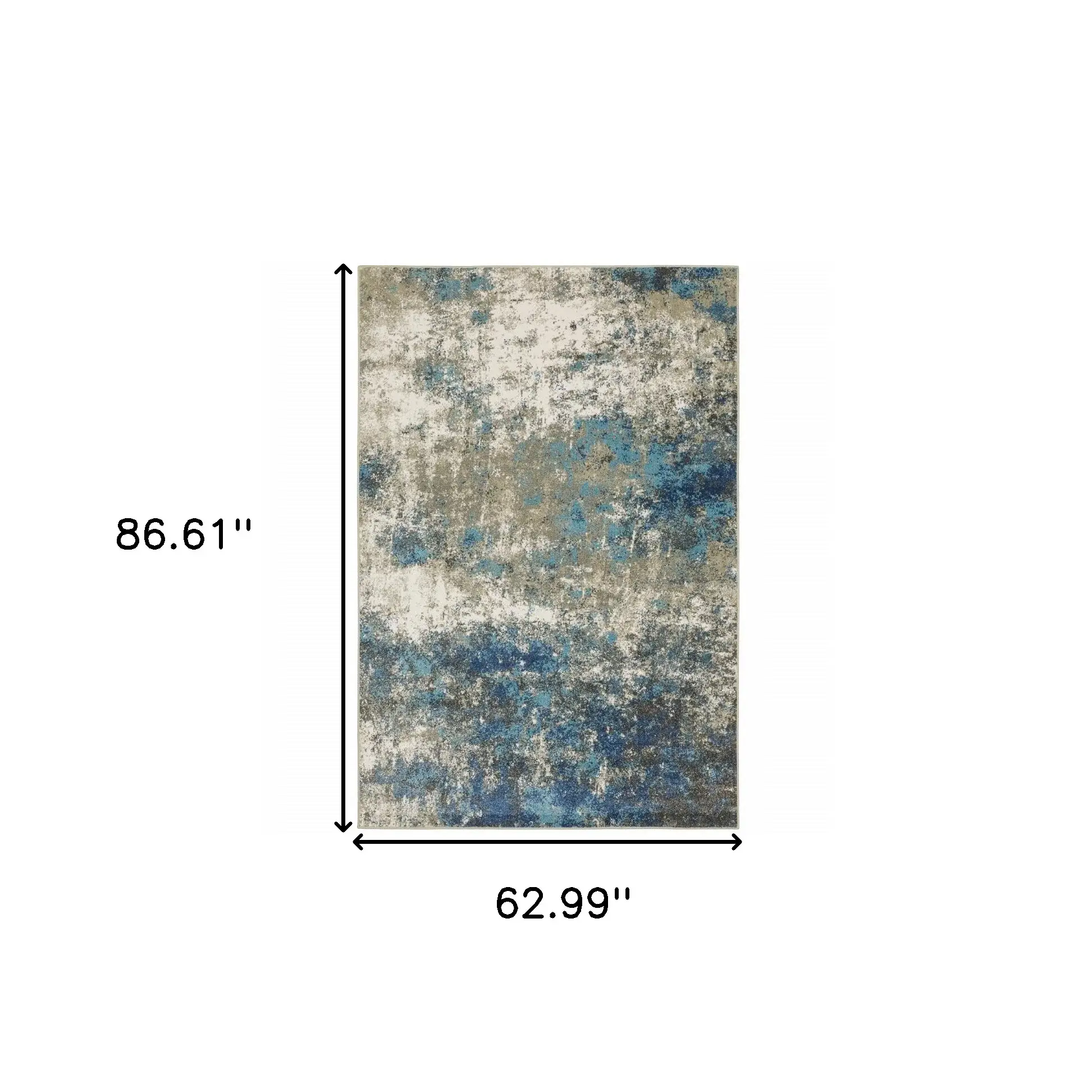 5' X 7' Blue Grey And Beige Abstract Power Loom Stain Resistant Area Rug - Image 3