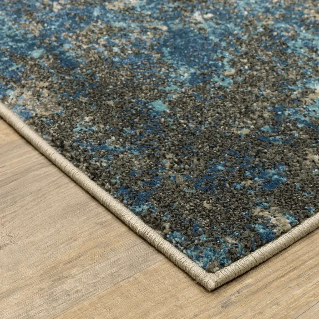 5' X 7' Blue Grey And Beige Abstract Power Loom Stain Resistant Area Rug - Image 5