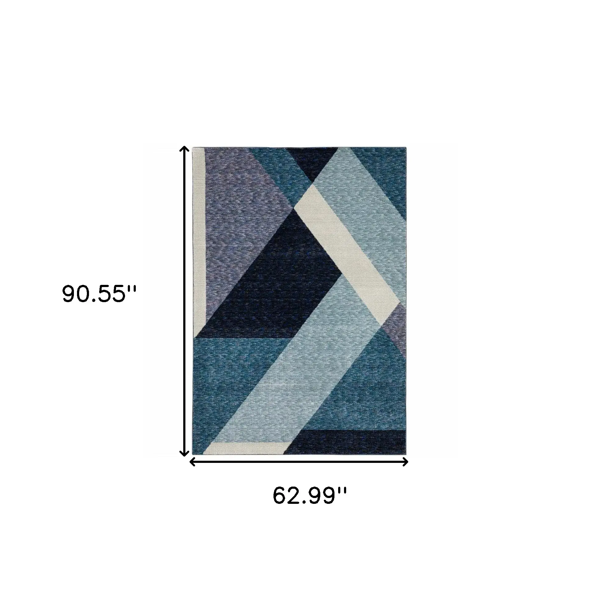 5' X 7' Blue Purple Grey and Teal Geometric Power Loom Area Rug - Image 3