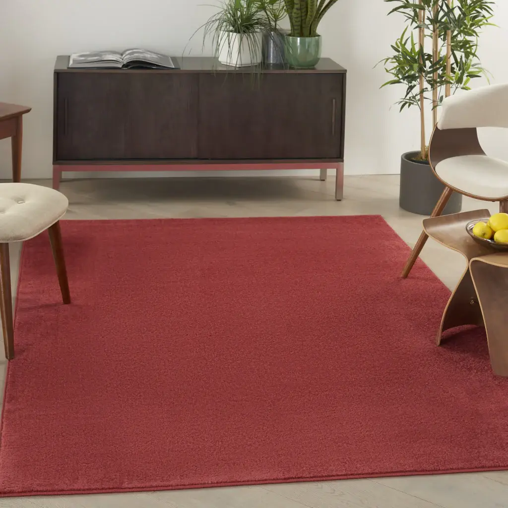 5' X 7' Brick Red Stain Resistant Indoor Outdoor Area Rug - Image 7
