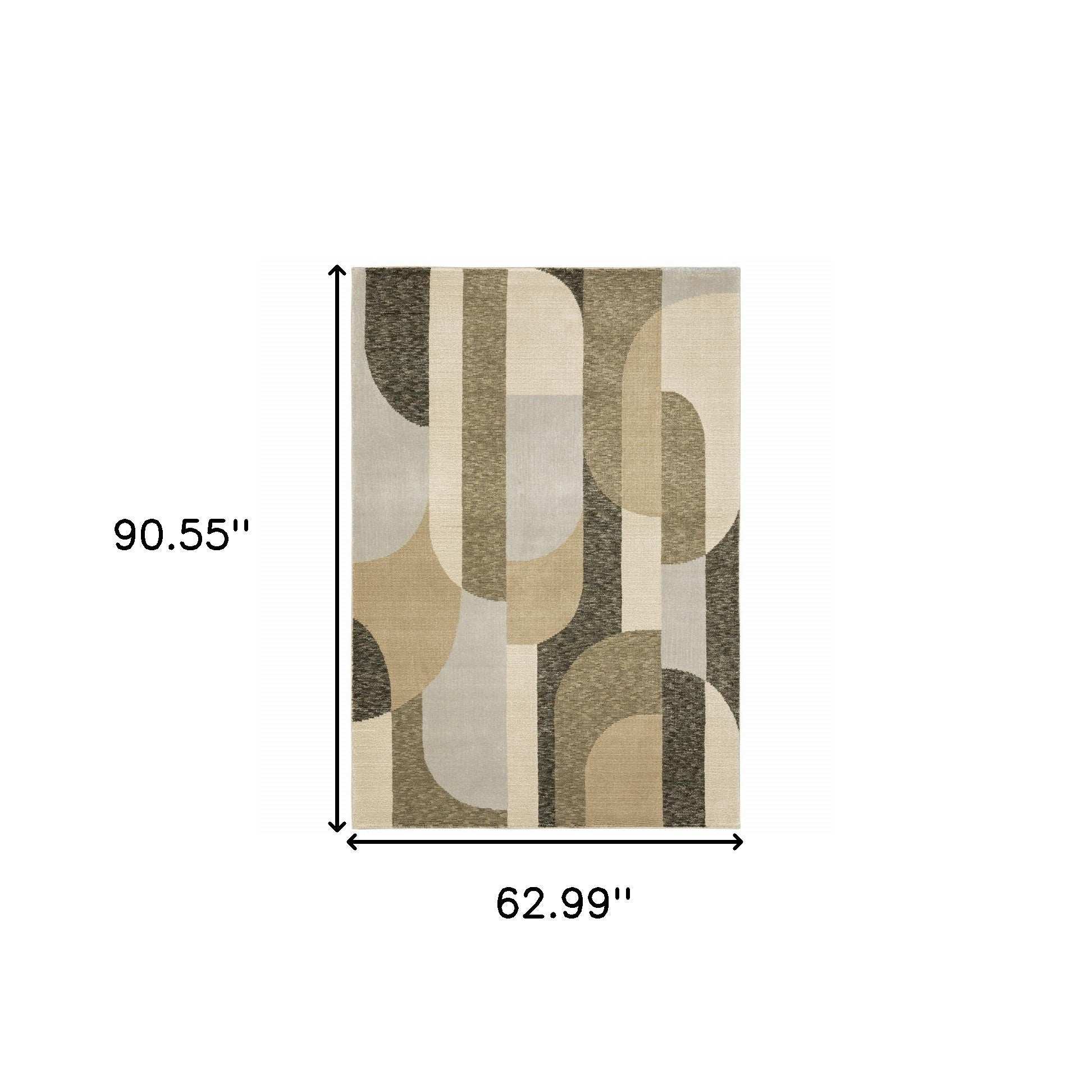 5' X 7' Brown and Ivory Geometric Power Loom Area Rug - Image 3