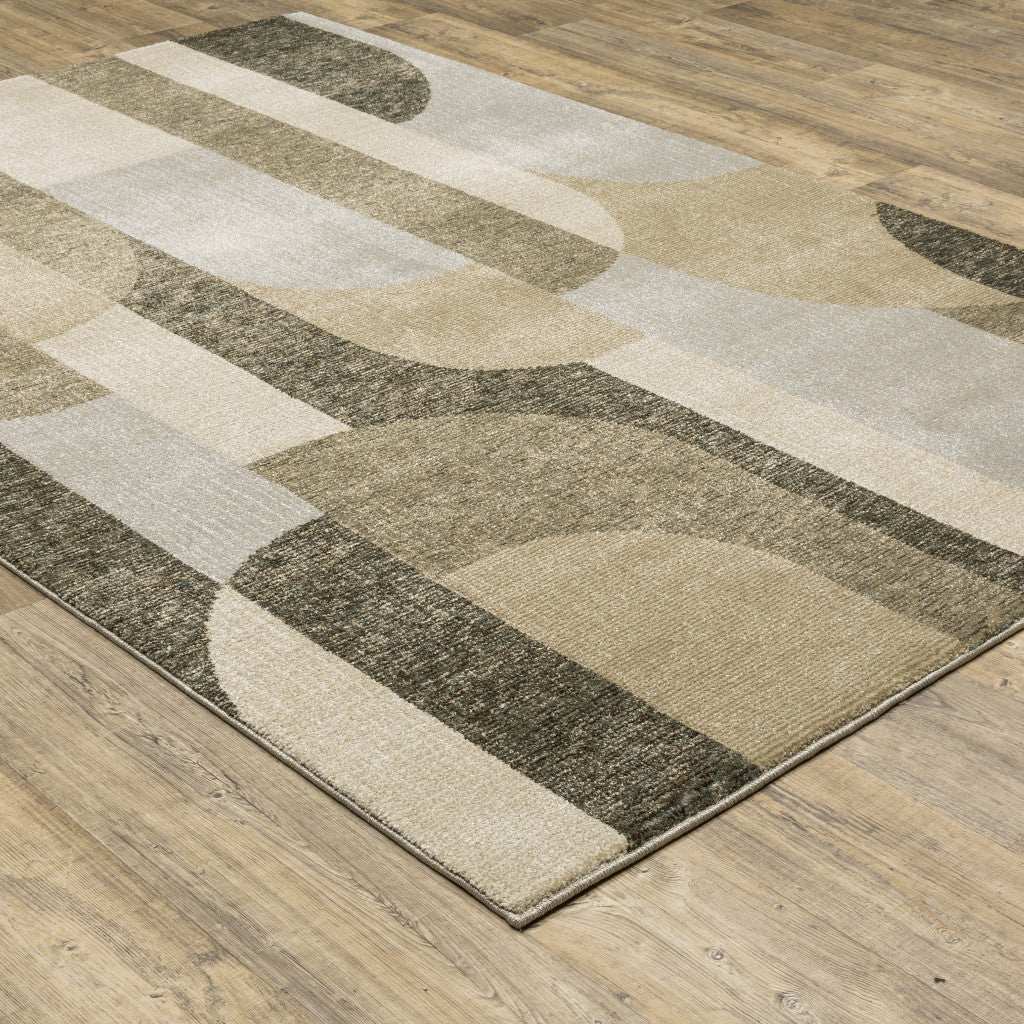 5' X 7' Brown and Ivory Geometric Power Loom Area Rug - Image 5