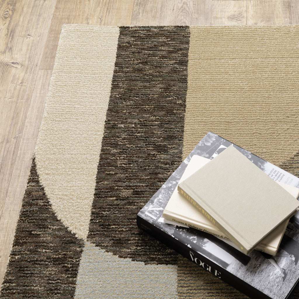 5' X 7' Brown and Ivory Geometric Power Loom Area Rug - Image 6