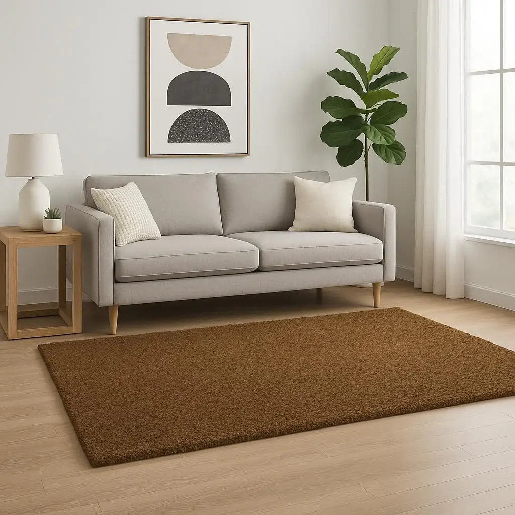 5' X 7' Brown Shag Tufted Handmade Stain Resistant Area Rug