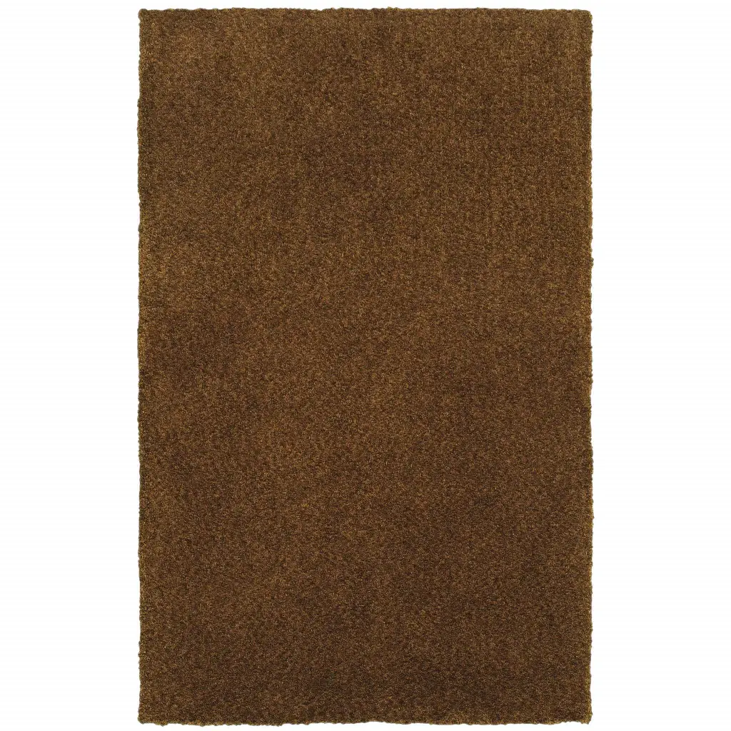 5' X 7' Brown Shag Tufted Handmade Stain Resistant Area Rug - Image 2