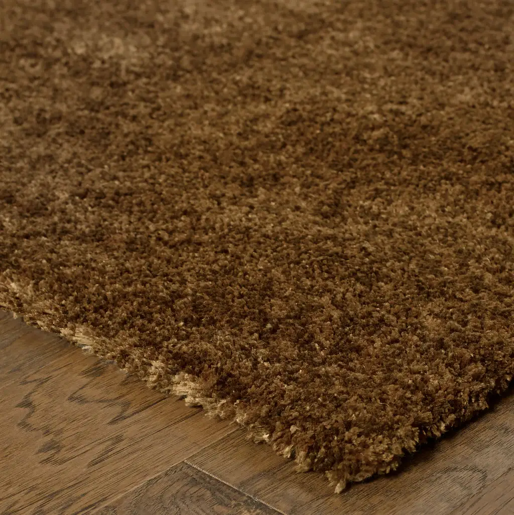 5' X 7' Brown Shag Tufted Handmade Stain Resistant Area Rug - Image 4