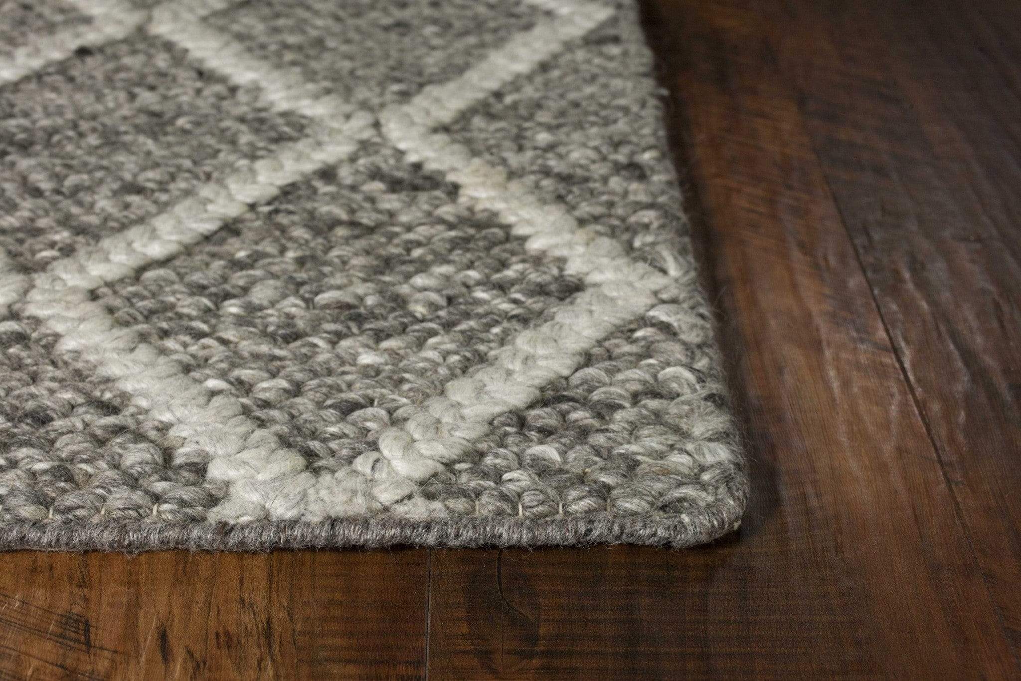 5' X 7' Dark Gray and Ivory Wool Diamond Hand Woven Berber Area Rug - Image 3