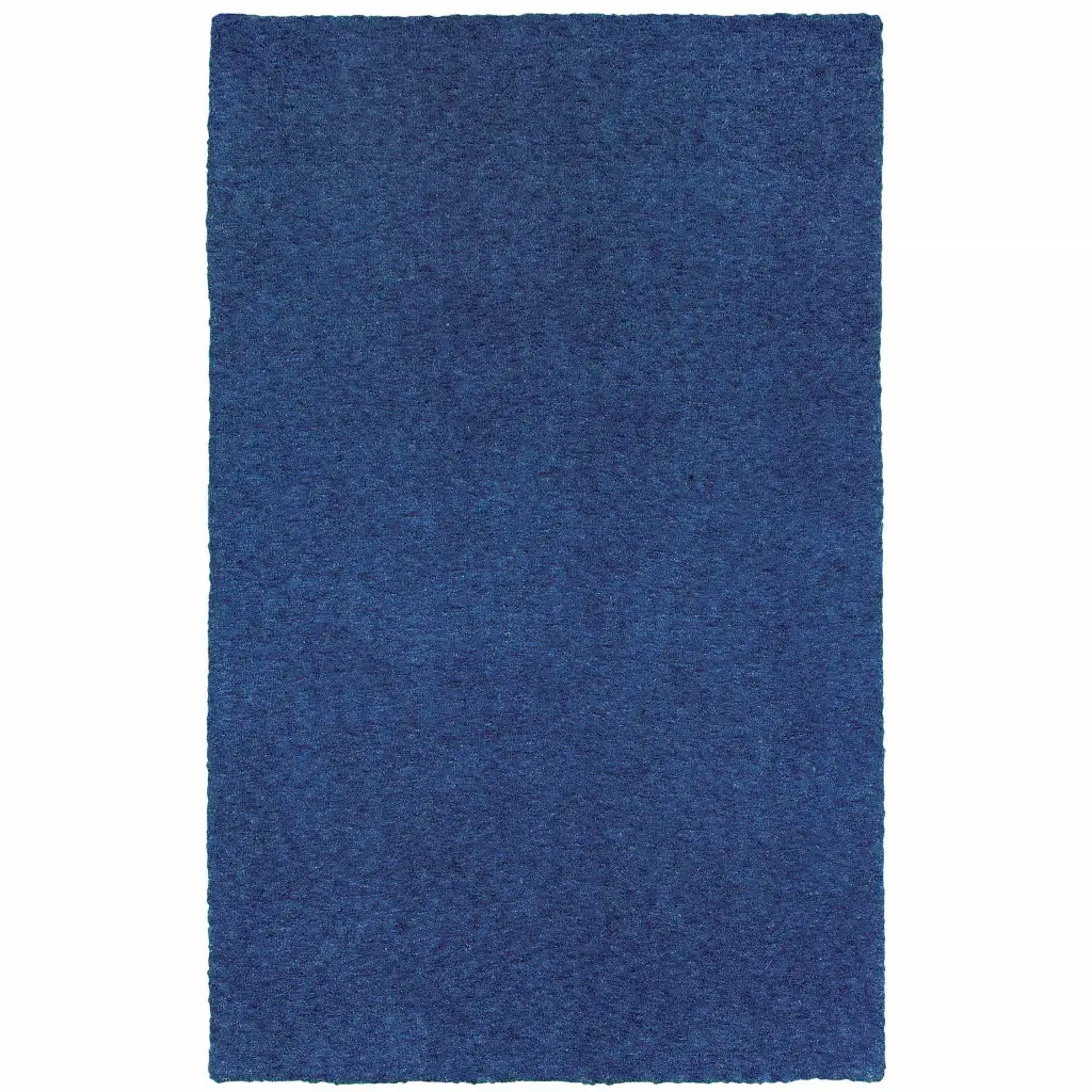5' X 7' Deep Blue Shag Tufted Handmade Stain Resistant Area Rug - Image 2