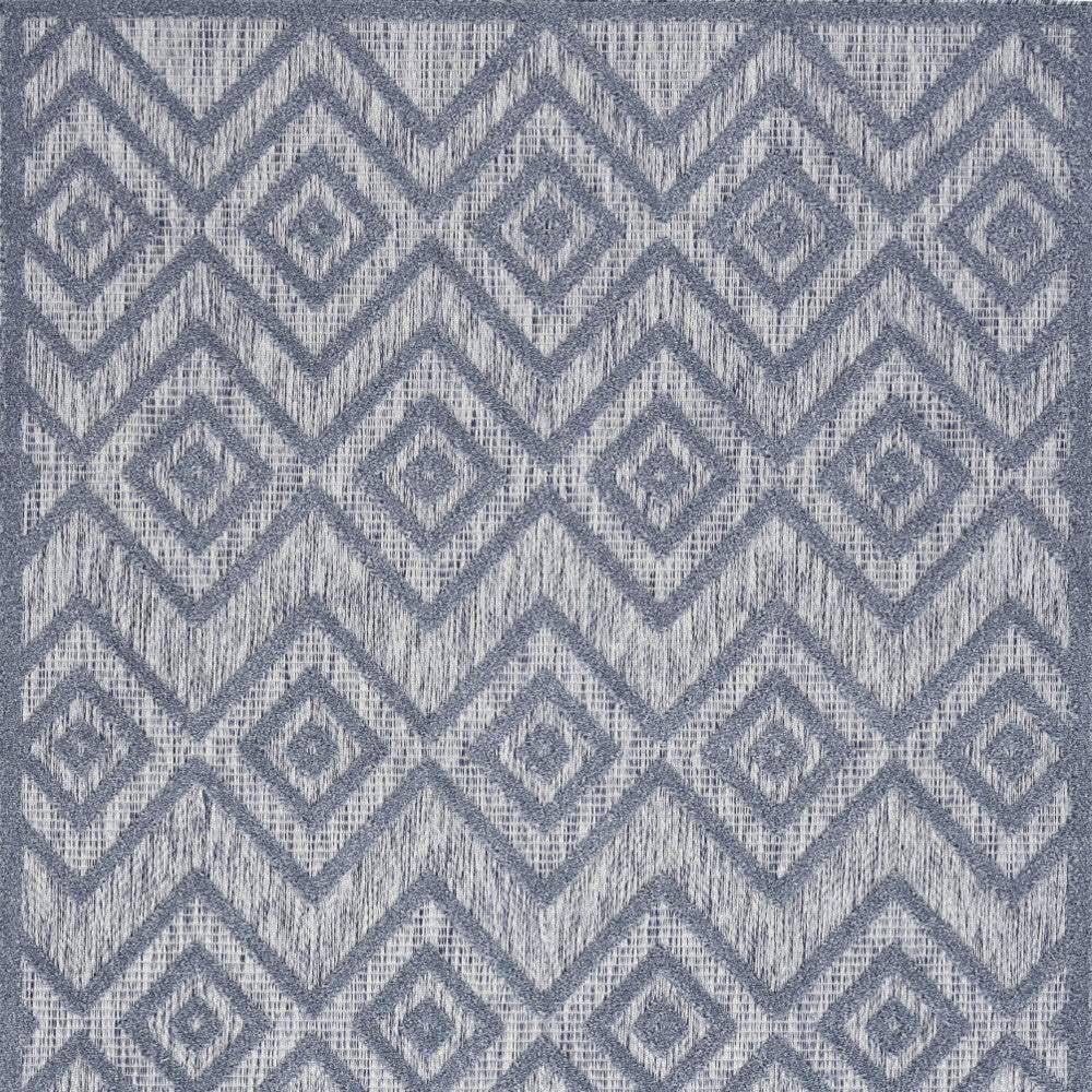 5' X 7' Denim Blue Argyle Indoor Outdoor Area Rug - Image 3