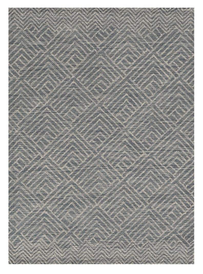 5' X 7' Denim Blue Hand Tufted Space Dyed Geometric Indoor Area Rug - Image 2