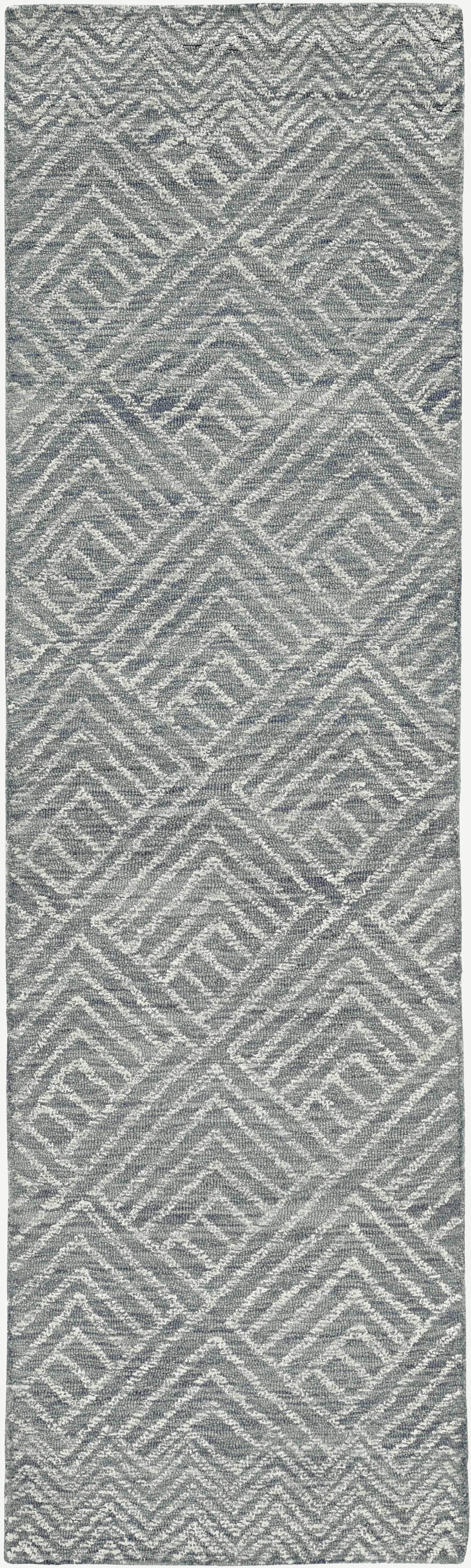 5' X 7' Denim Blue Hand Tufted Space Dyed Geometric Indoor Area Rug - Image 4