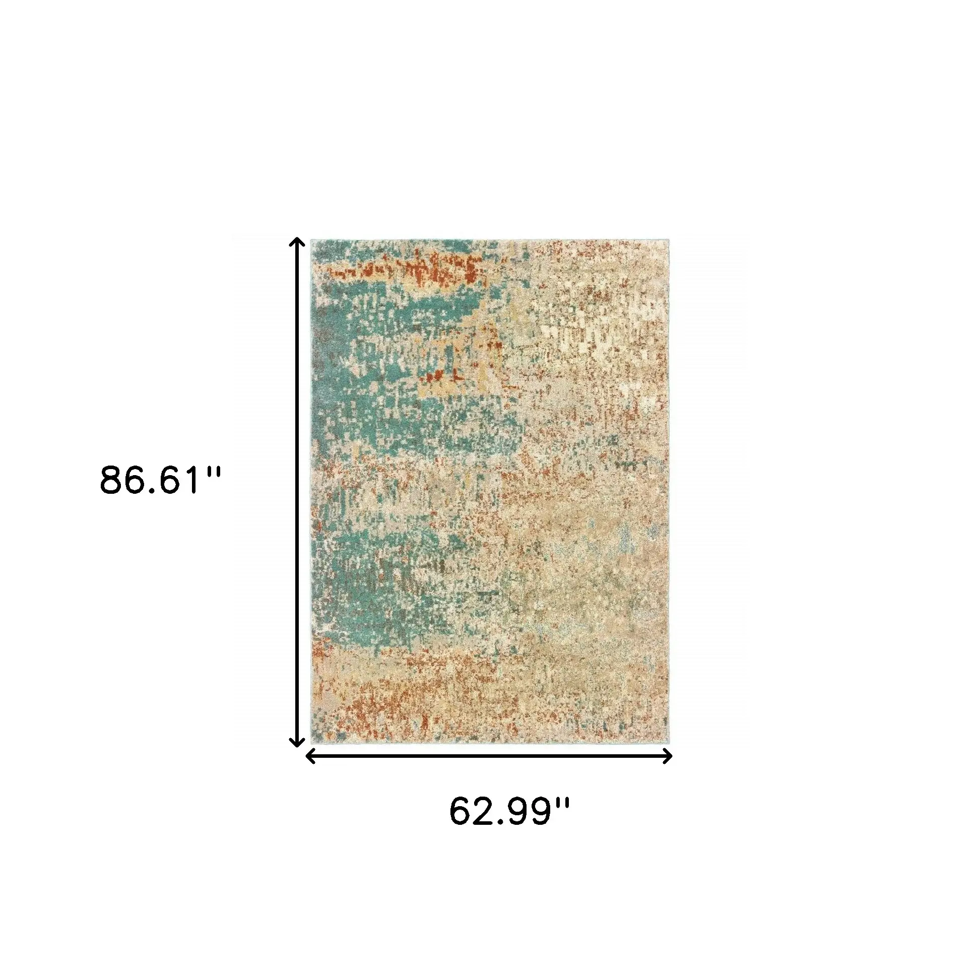 5' X 7' Foam Blue Pumpkin And Golden Yellow Abstract Power Loom Stain Resistant Area Rug - Image 3