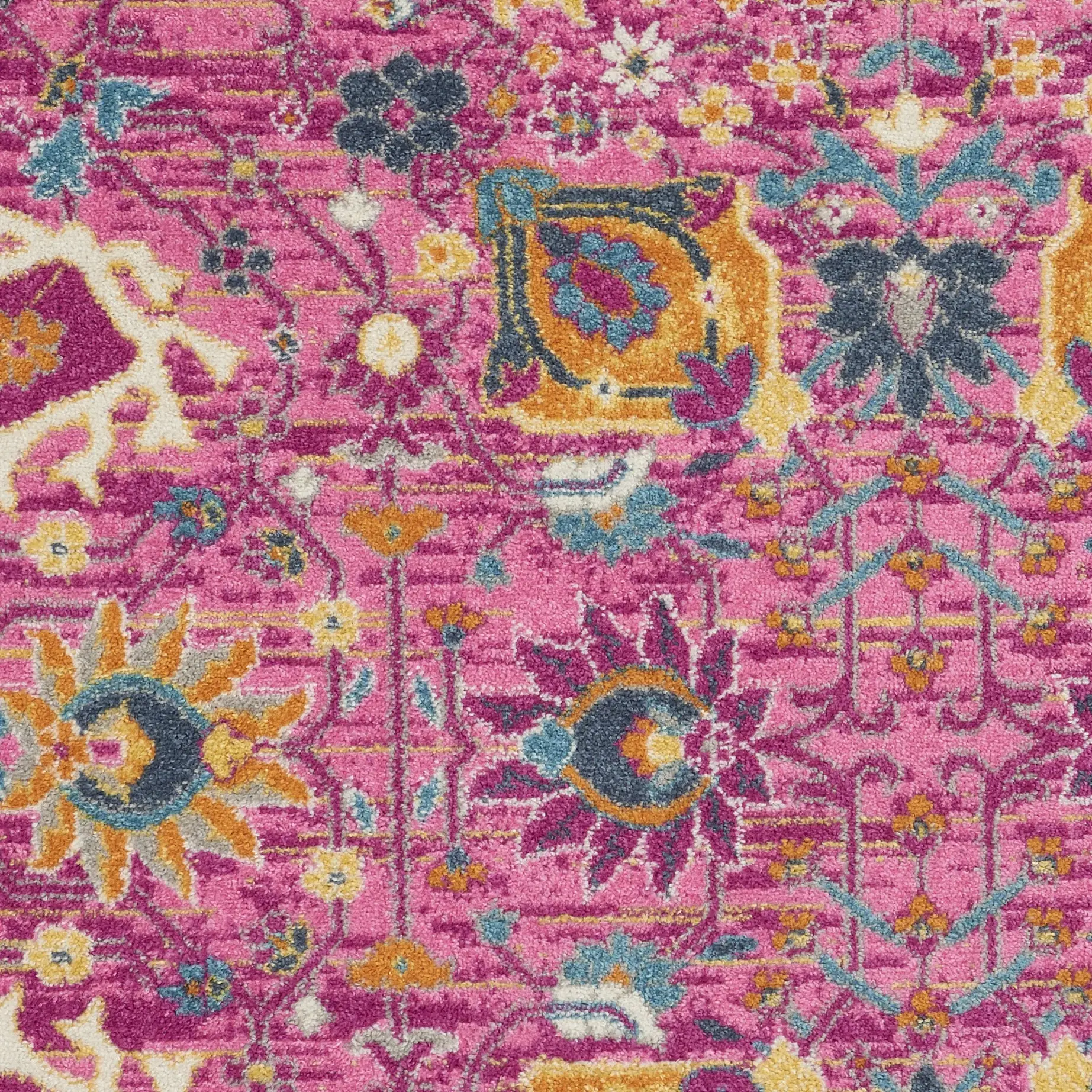 5' X 7' Fuchsia Floral Power Loom Area Rug - Image 3