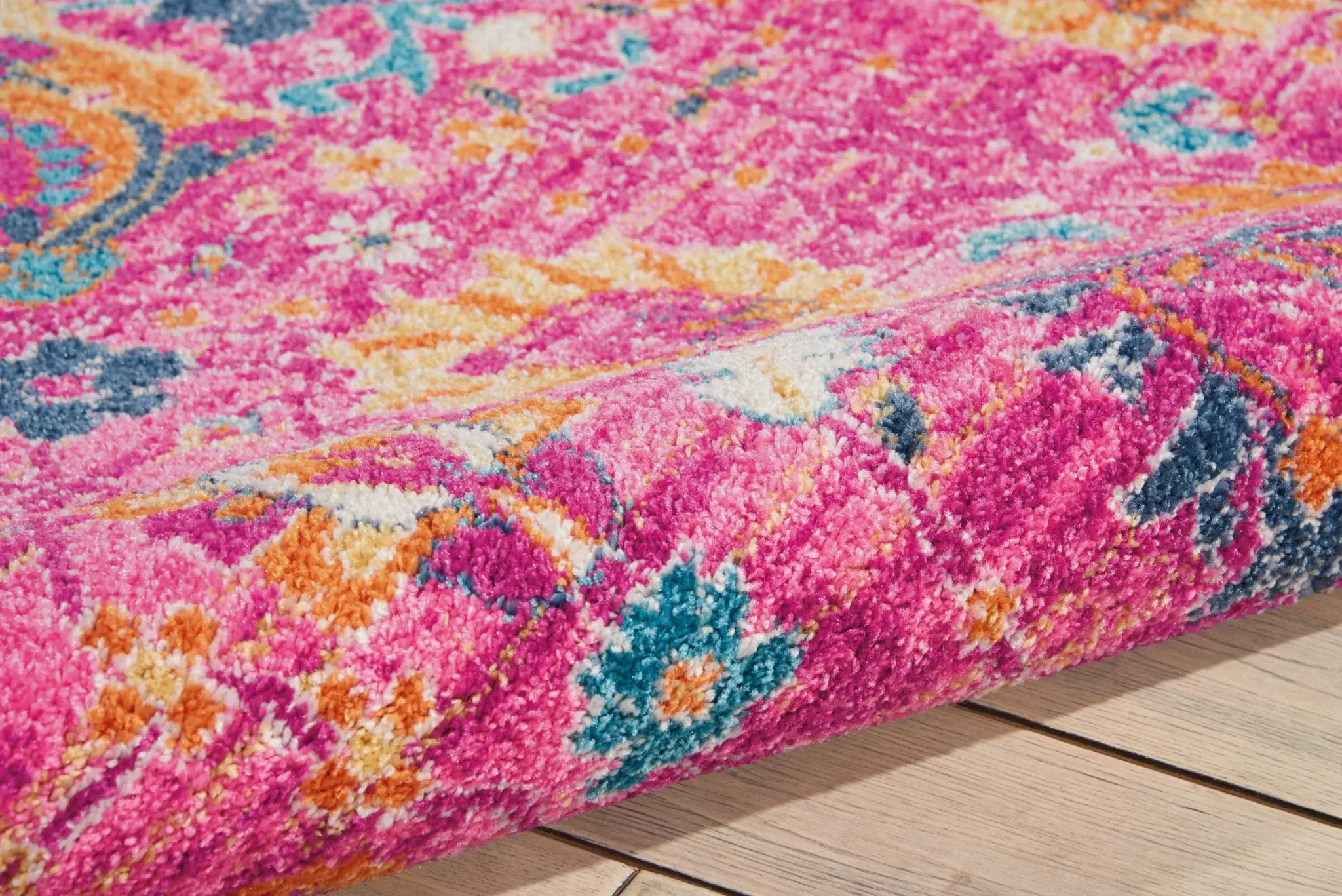 5' X 7' Fuchsia Floral Power Loom Area Rug - Image 5