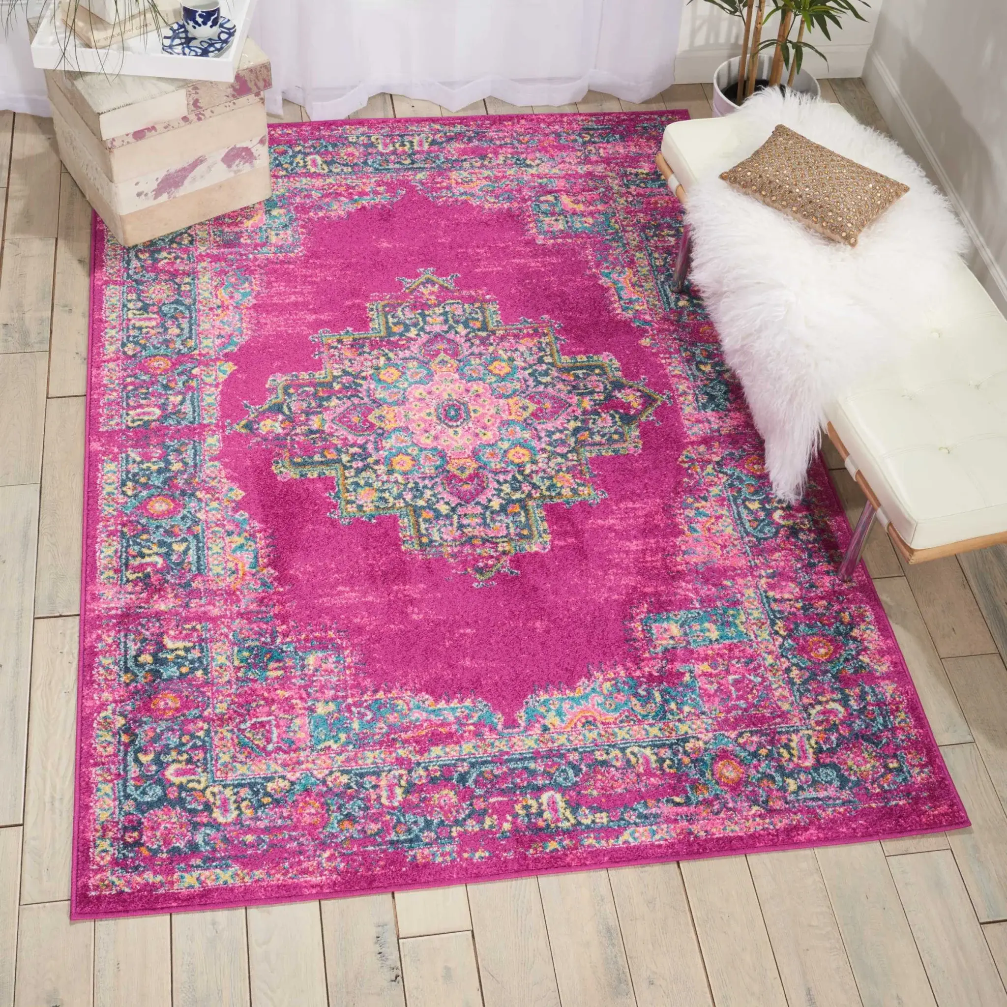 5' X 7' Fuchsia Power Loom Area Rug - Image 6