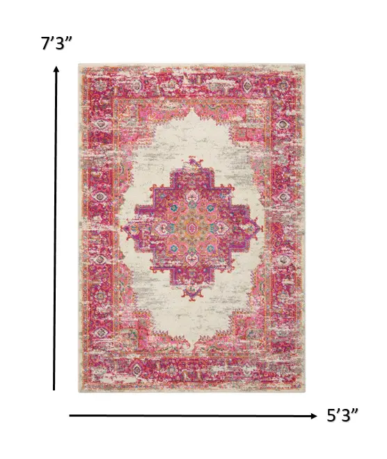 5' X 7' Fuchsia Power Loom Area Rug