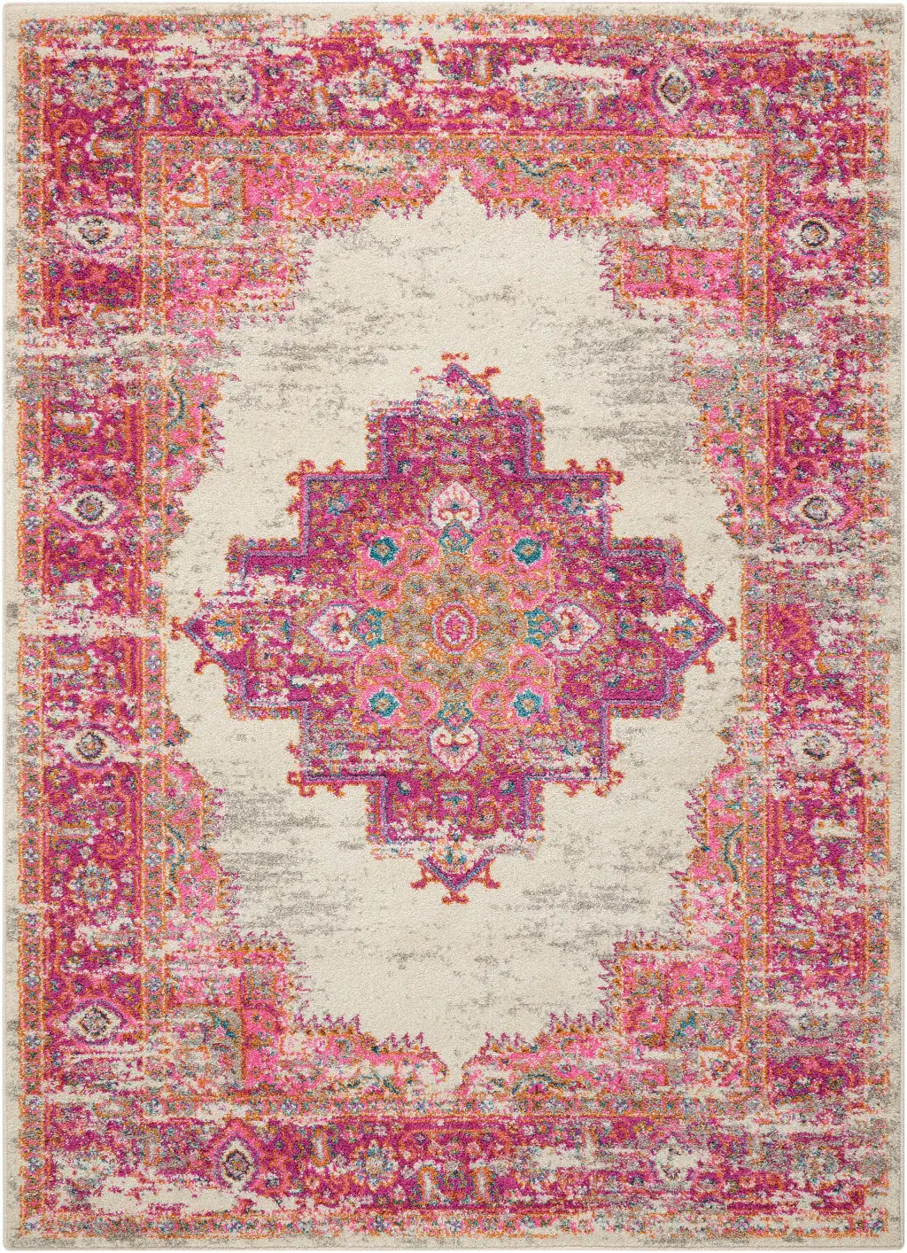5' X 7' Fuchsia Power Loom Area Rug - Image 2