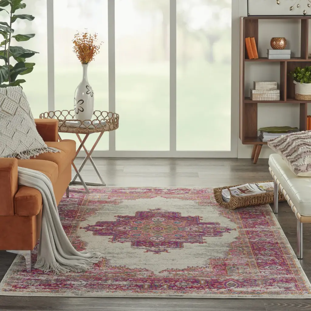 5' X 7' Fuchsia Power Loom Area Rug - Image 7