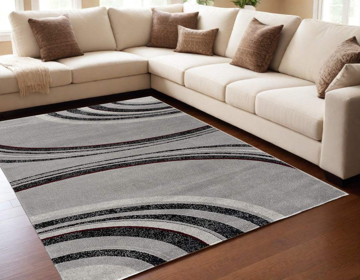 5' X 7' Gray Abstract Dhurrie Area Rug