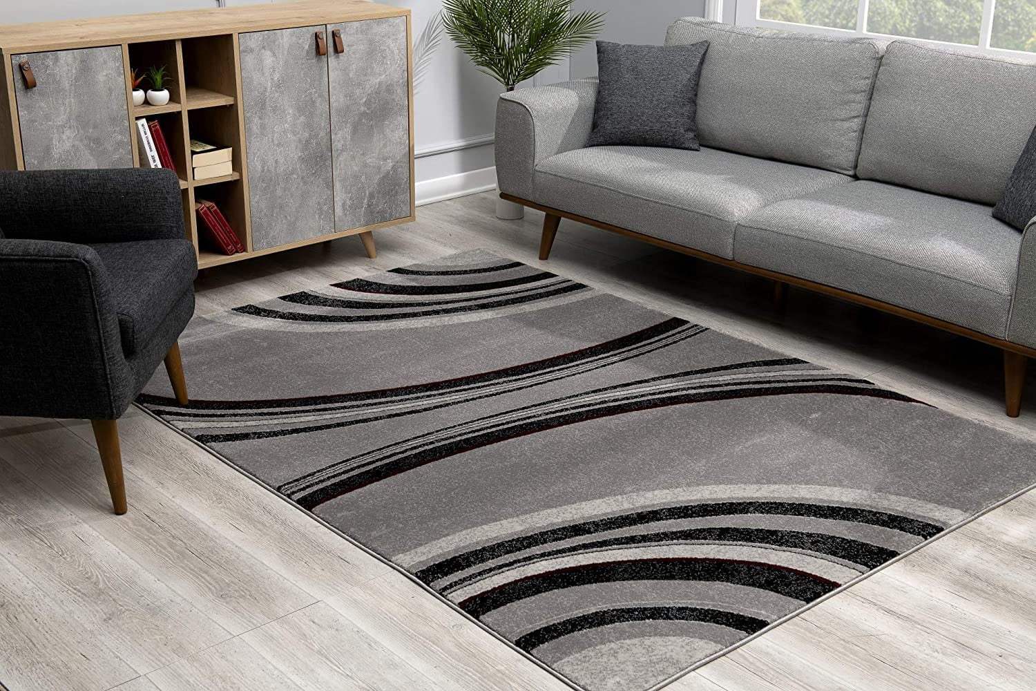5' X 7' Gray Abstract Dhurrie Area Rug - Image 9