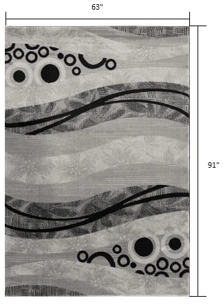 5' X 7' Gray Abstract Dhurrie Area Rug - Image 3