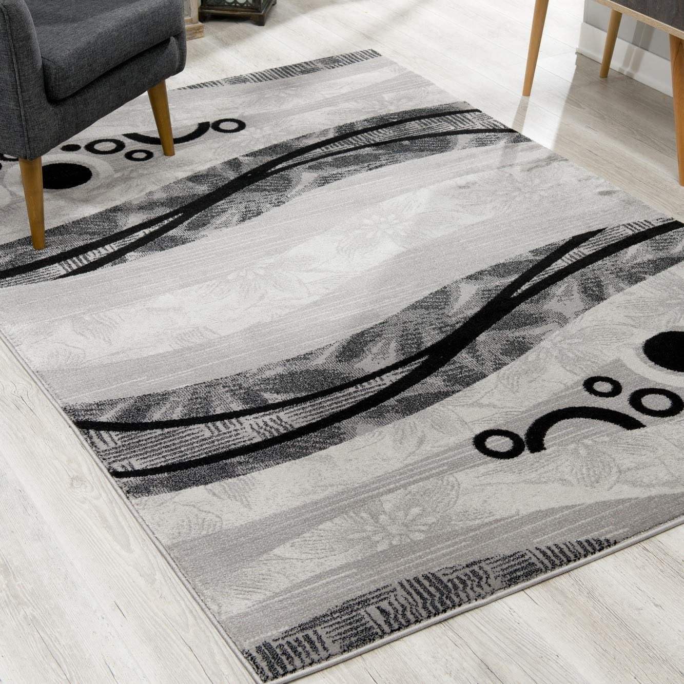 5' X 7' Gray Abstract Dhurrie Area Rug - Image 4