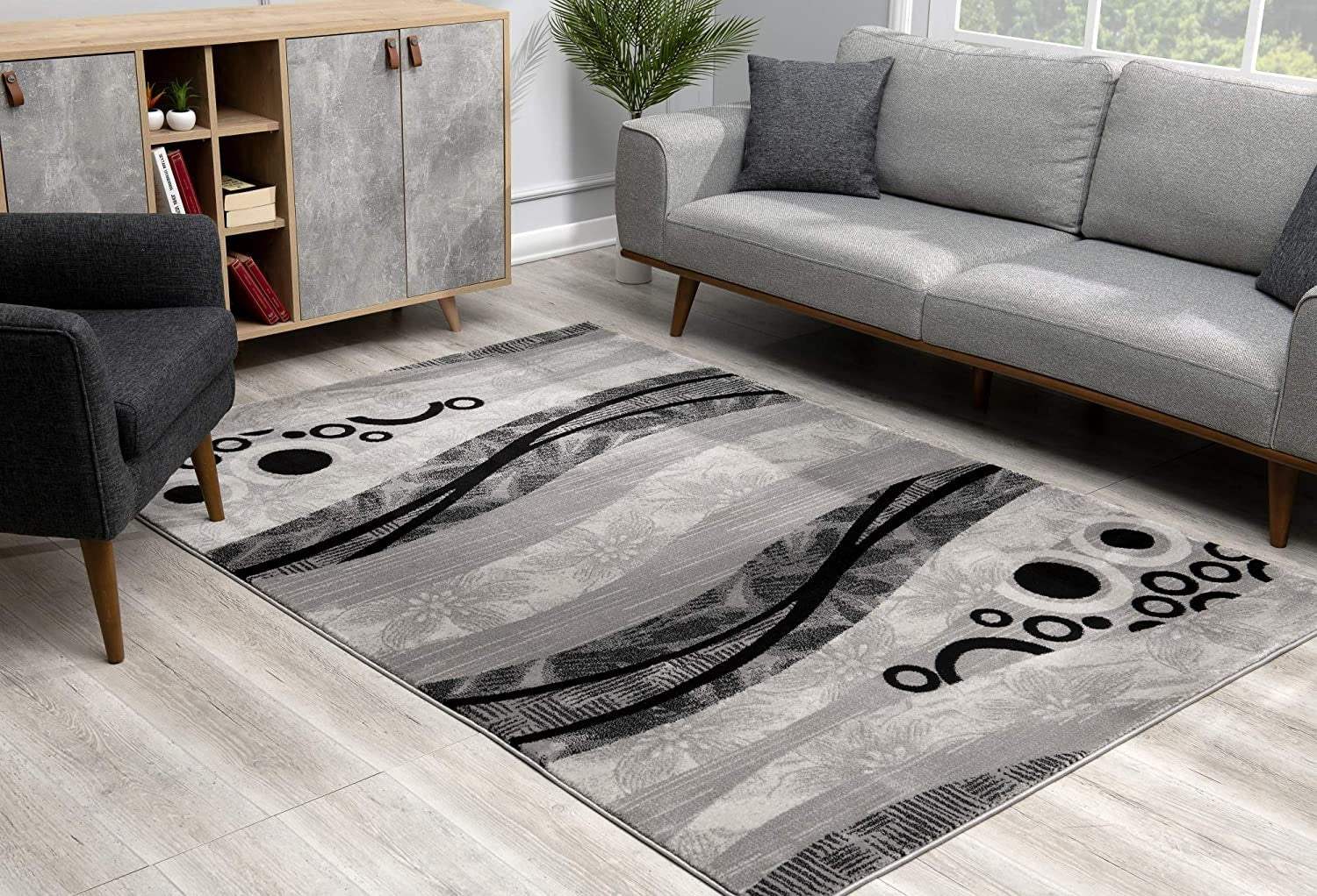 5' X 7' Gray Abstract Dhurrie Area Rug - Image 5