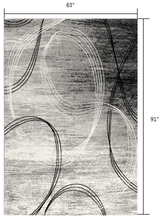 5' X 7' Gray Abstract Dhurrie Area Rug - Image 3