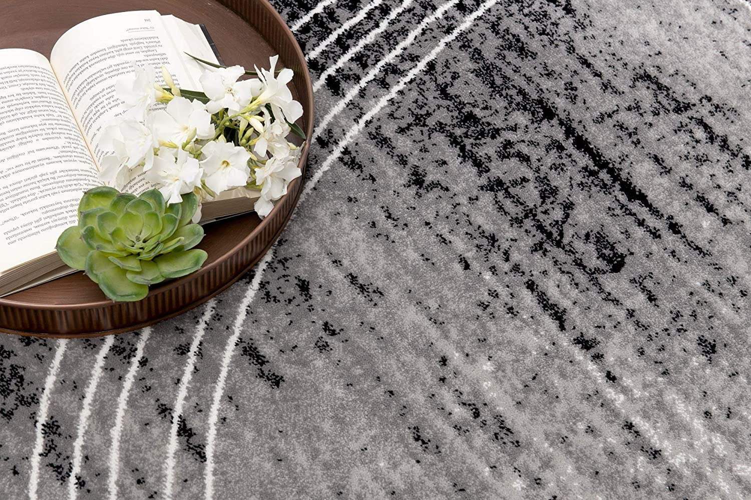 5' X 7' Gray Abstract Dhurrie Area Rug - Image 4