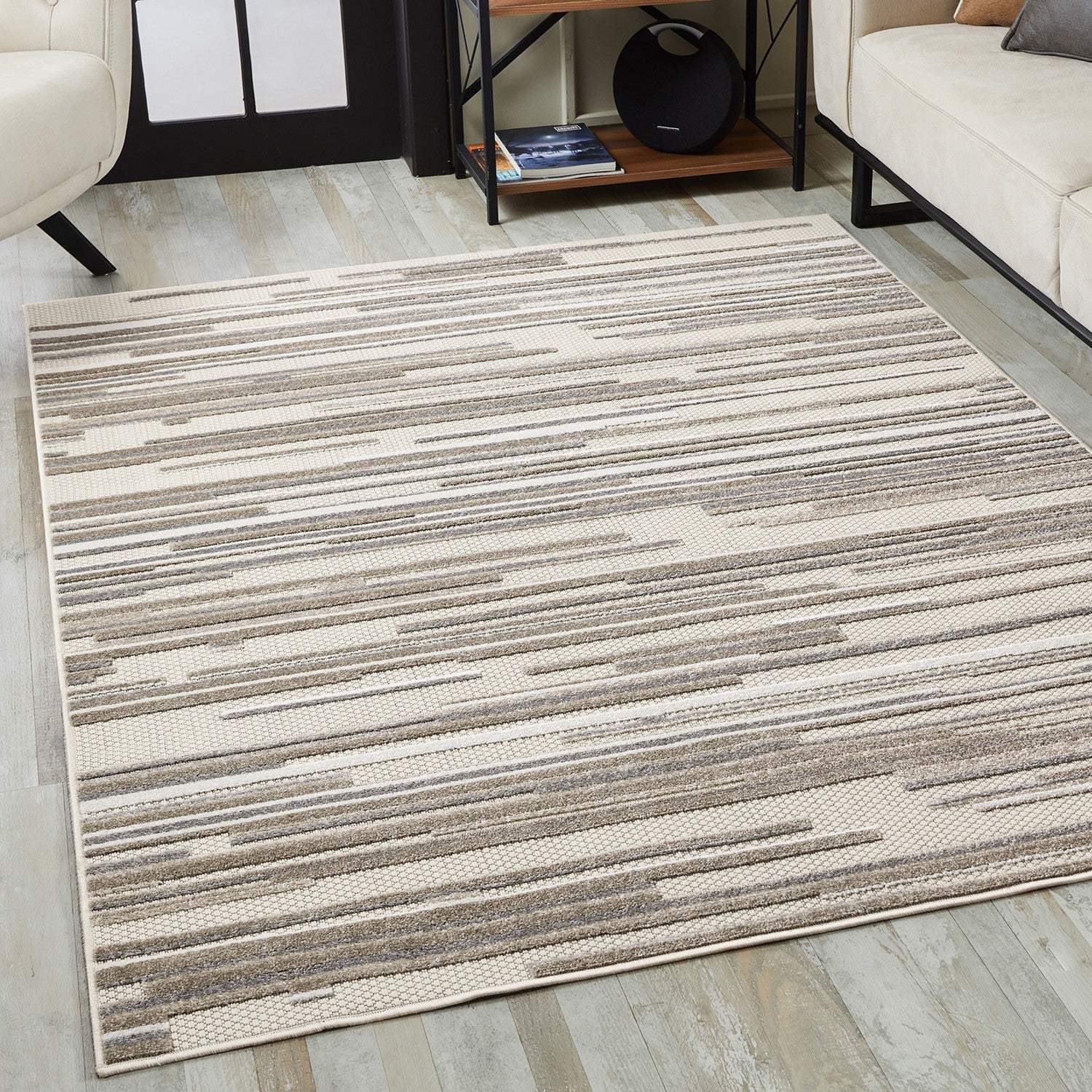 5' X 7' Gray Abstract Stain Resistant Indoor Outdoor Area Rug - Image 3