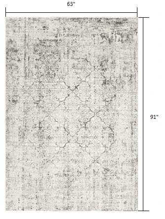 5' X 7' Gray and Ivory Abstract Area Rug - Image 2